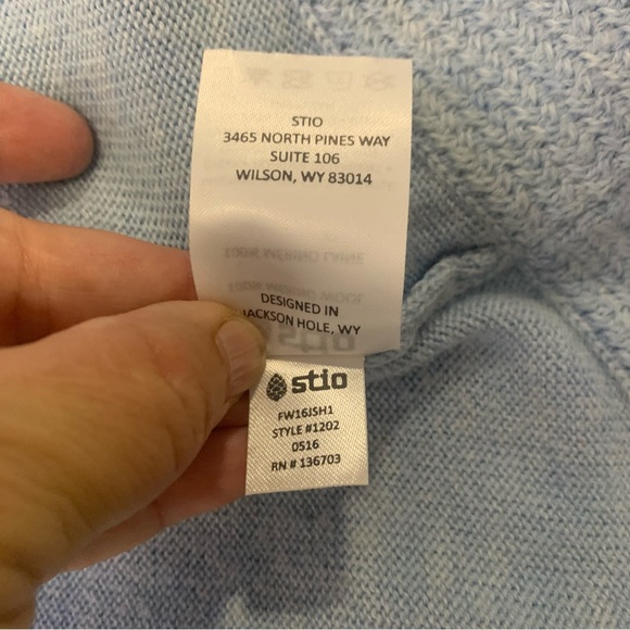 Stio Blue Gray Pullover Hooded 100% Merino Wool High Low Length Size S - Picture 7 of 8